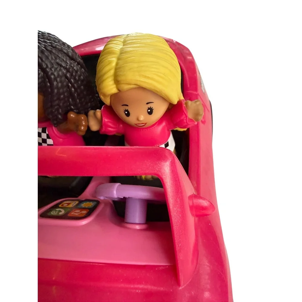 Fisher Price Little People Barbie Beach Cruiser‎ Pink Convertible Car 2 Figures